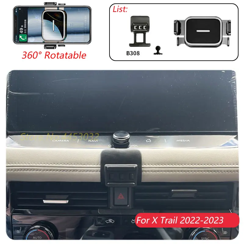 1 Suit Car Phone Holder For Nissan X Trail T33 2022-2023 Rotatable Stand Mounts One-handed operation Bracket Accessories