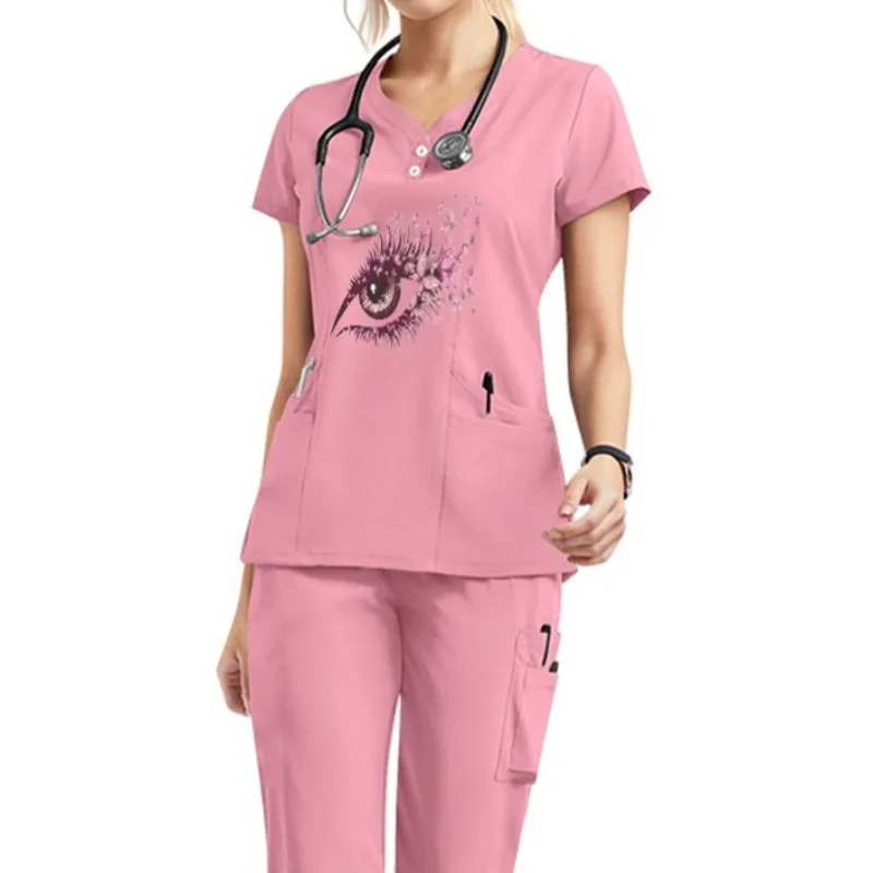 Medical Special Custom Printed Scrub Suit Women Summer Thin Stretch Quick Dry Surgical Uniform
