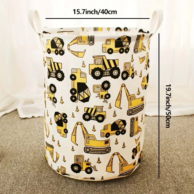 

New Canvas Waterproof Box Storage Organizer Basket with Handle - Large, Lightweight, and Collapsible for Room Organization