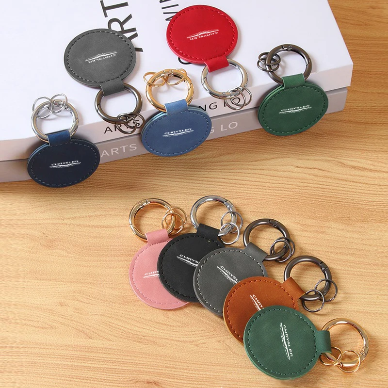 

Leather Car Logo Key Chain Ring Gifts For Chrysler 300c 300 Pacifica 200 Sebring PT Cruiser Auto Styling Keyring Accessoroes