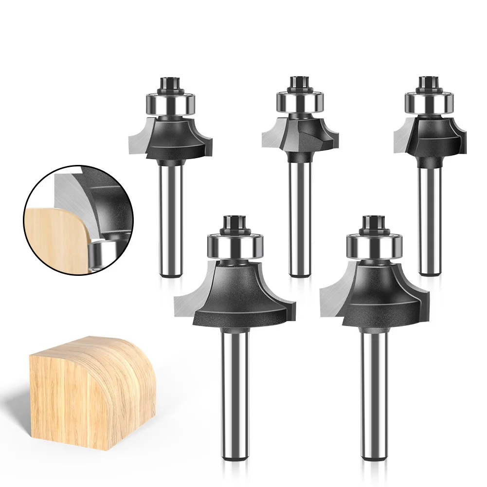 1PC 1/4 6mm tige coin rond sur routeur peu avec roulement fraise pour bois menuiserie carbure fraise