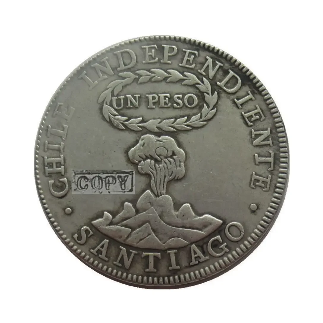 1817 عملة بركان بيسو تشيلي القديمة، نسخة الفترة الإسبانية عملة النحاس المواد جمع الدولار الفضي التذكاري #1
