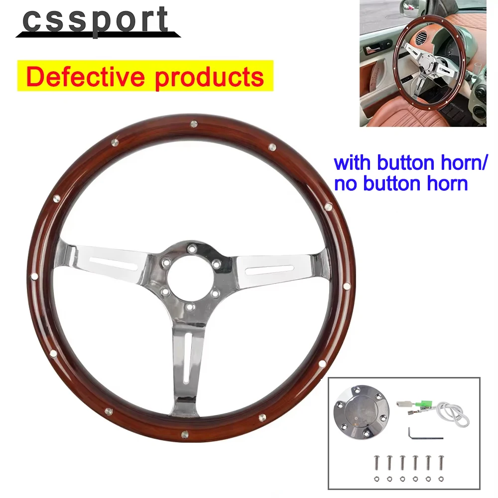 

Defective products 380mm 15" Inch Steering Wheel with Horn Button Kit Universal Copy wood Car Auto Racing Sport Steering Wheel