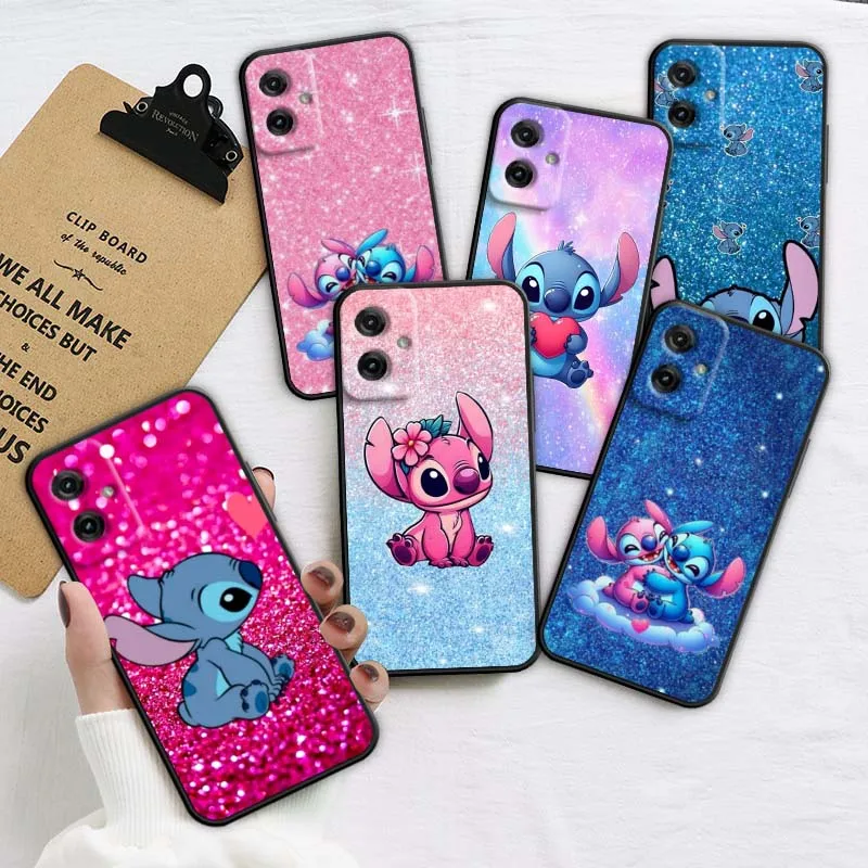 

Stitch Angel Art Sparkling For Motorola G85 Edge 50 G24 G35 G14 G04 40 G72 G34 G31 G Stylus G54 G13 G32 5G Black Phone Case