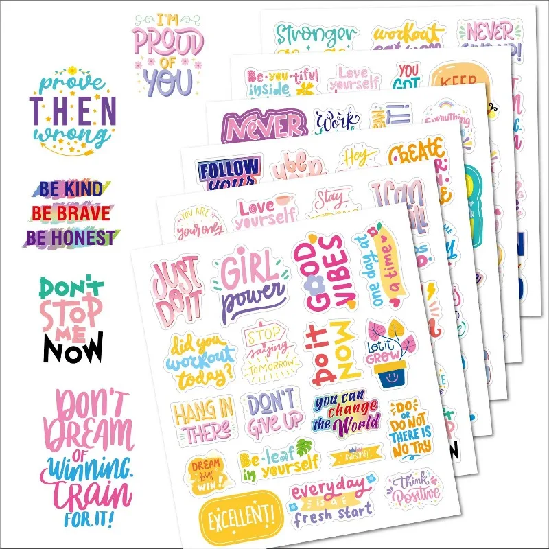 

Наклейки для дневника и скрапбукинга с вдохновляющими надписями | Наклейки-планировщики с мультяшными рисунками для телефона и планшета