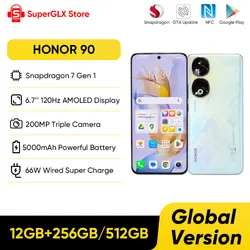 New Global Version HONOR 90 5G 200MP Ultra-Clear Camera Snapdragon 7 Gen 1 5000mAh Battery Life 66W Supercharger 120Hz Display