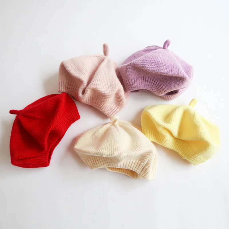 Fashion Baby Knitted Hat for Girls Autumn Winter Children Beret Hats for Girls Baby Accessories Kids Girl Caps 1-4Y