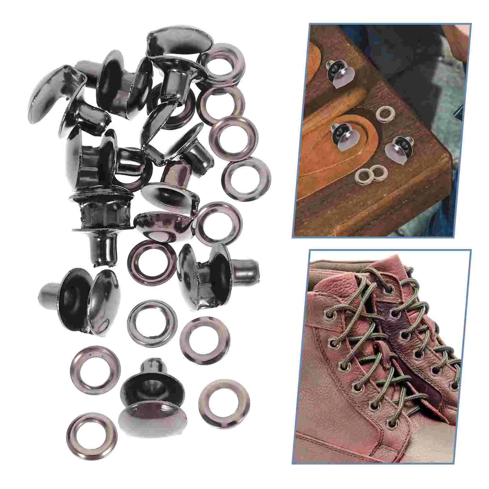 10 Pcs Shoe Buckle Boot Hooks for Repair Black Laces Rivet Shoelace Buckles Kit Shoes Metal Miss Strappy Heels