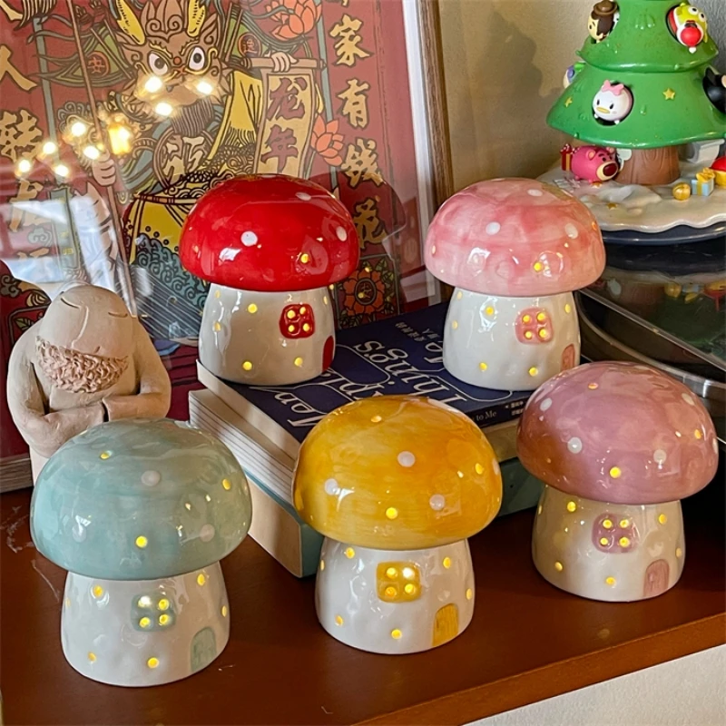 Cute Ceramic Cartoon Mushroom Home Decoration Accessories Bedside Decor Home Decor Children Girls Send Girlfriend Birthday Gift