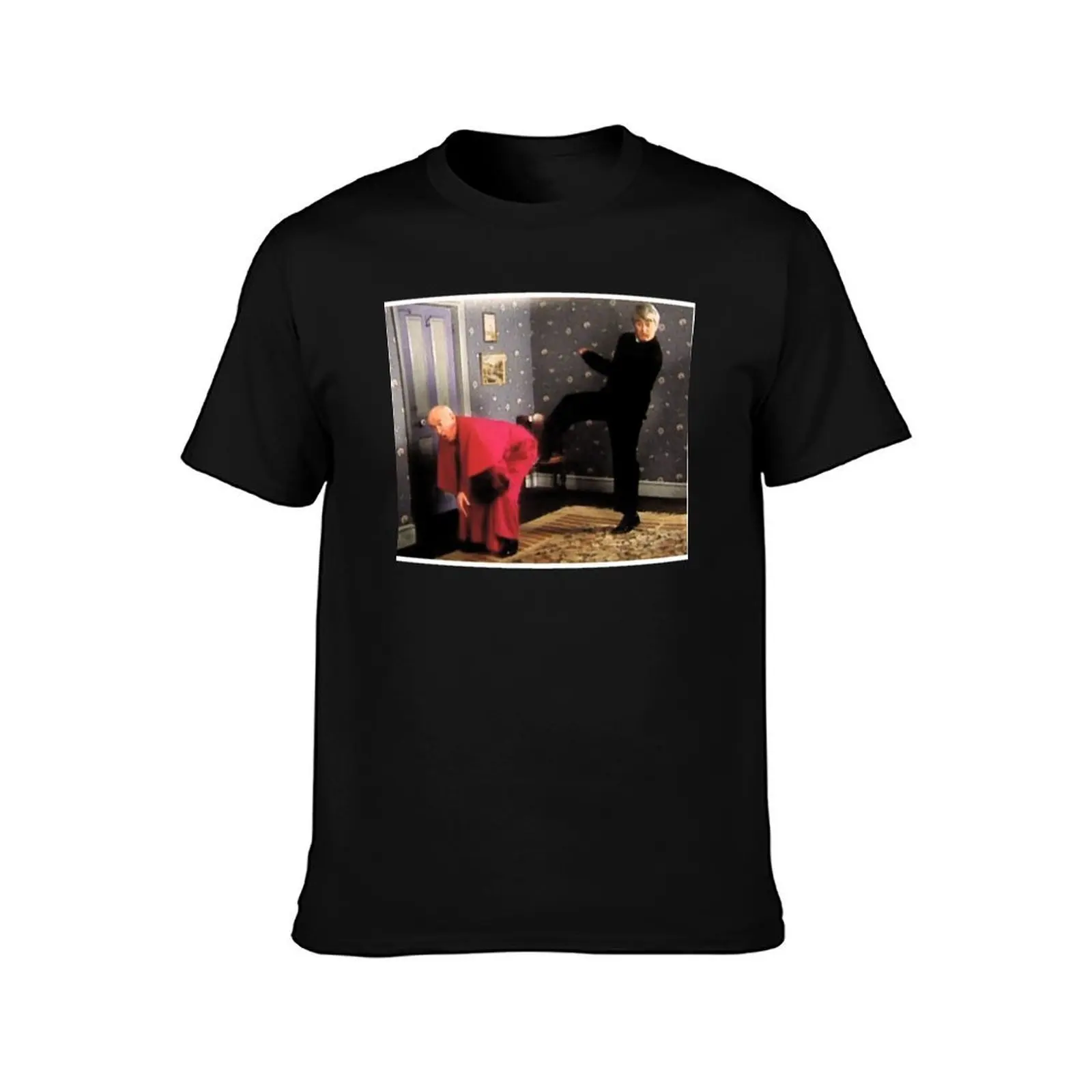 Father Ted- Framed Picture of Bishop Brennan Being Kicked up the Arse T-Shirt High Elasticity Sports
