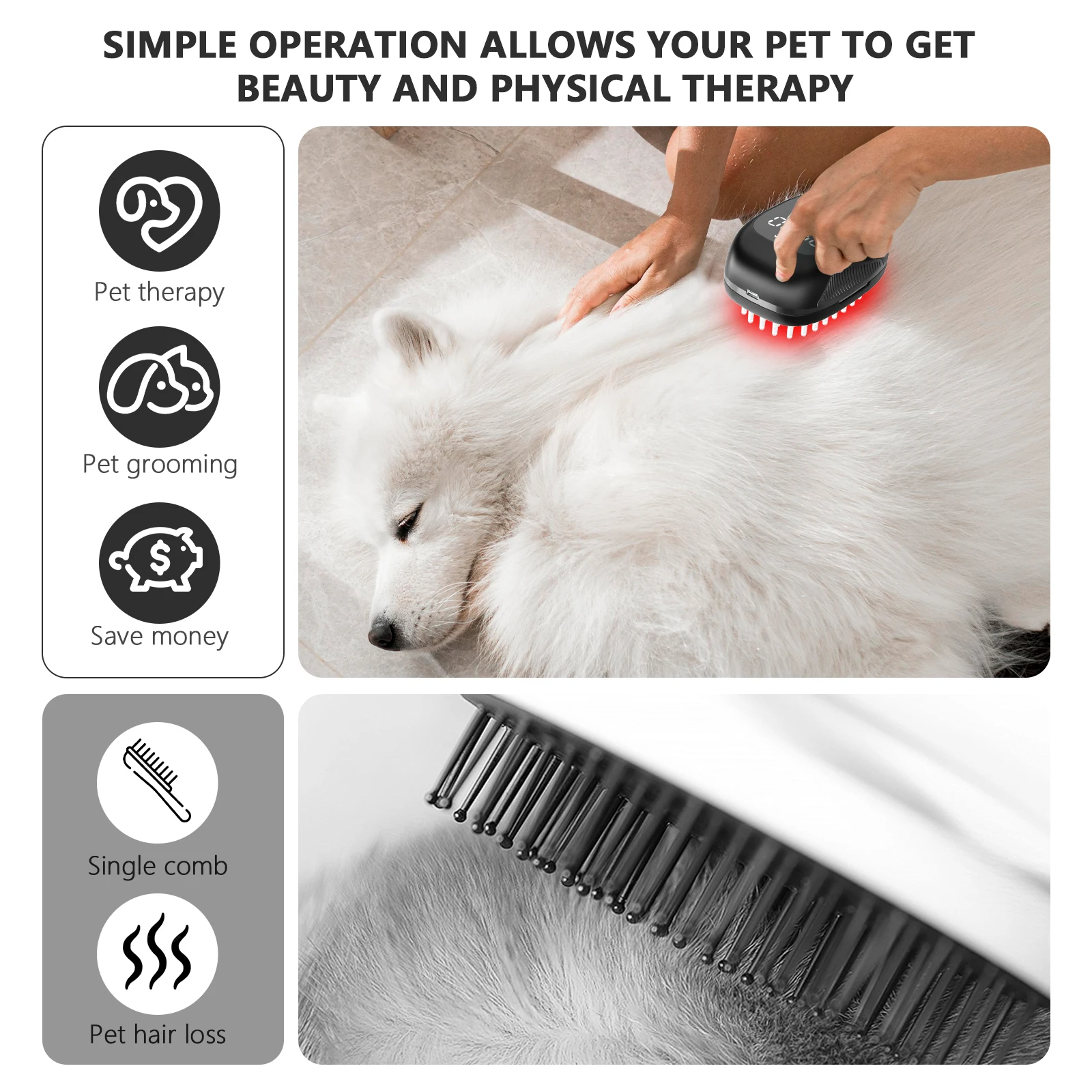 PUPCA Pet Laser Therapy Combs 8*650nm Laser Diodes Red LightTherapy Vet Device for Pain Relief Bone and Joint Treat&Skin Care