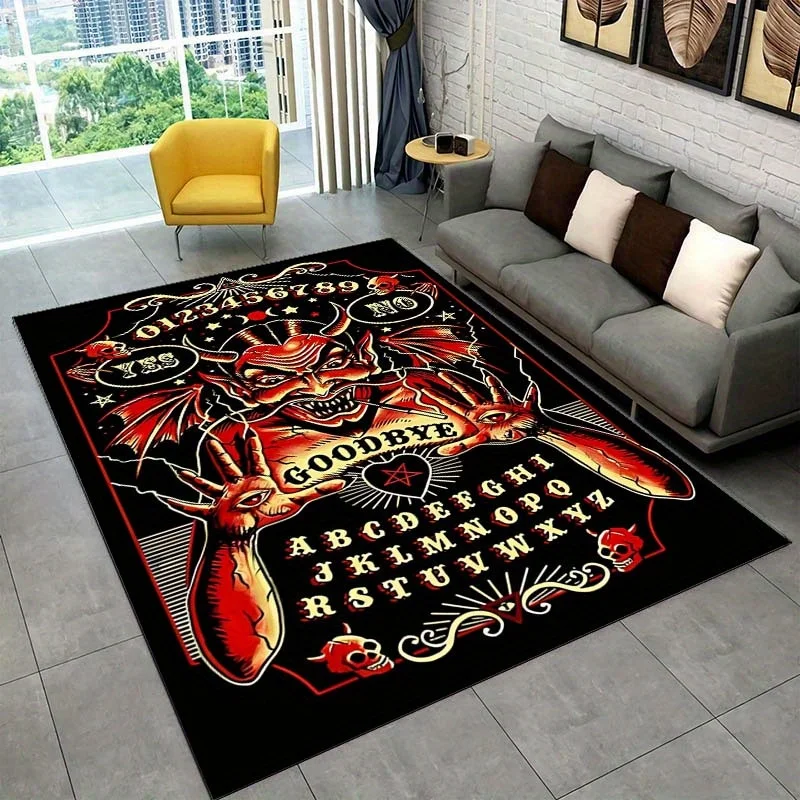 Mystical Ouija Board Rug | Occult Themed Carpet for Halloween Decor | Spooky Living Room Accessories Skid resistant carpet
