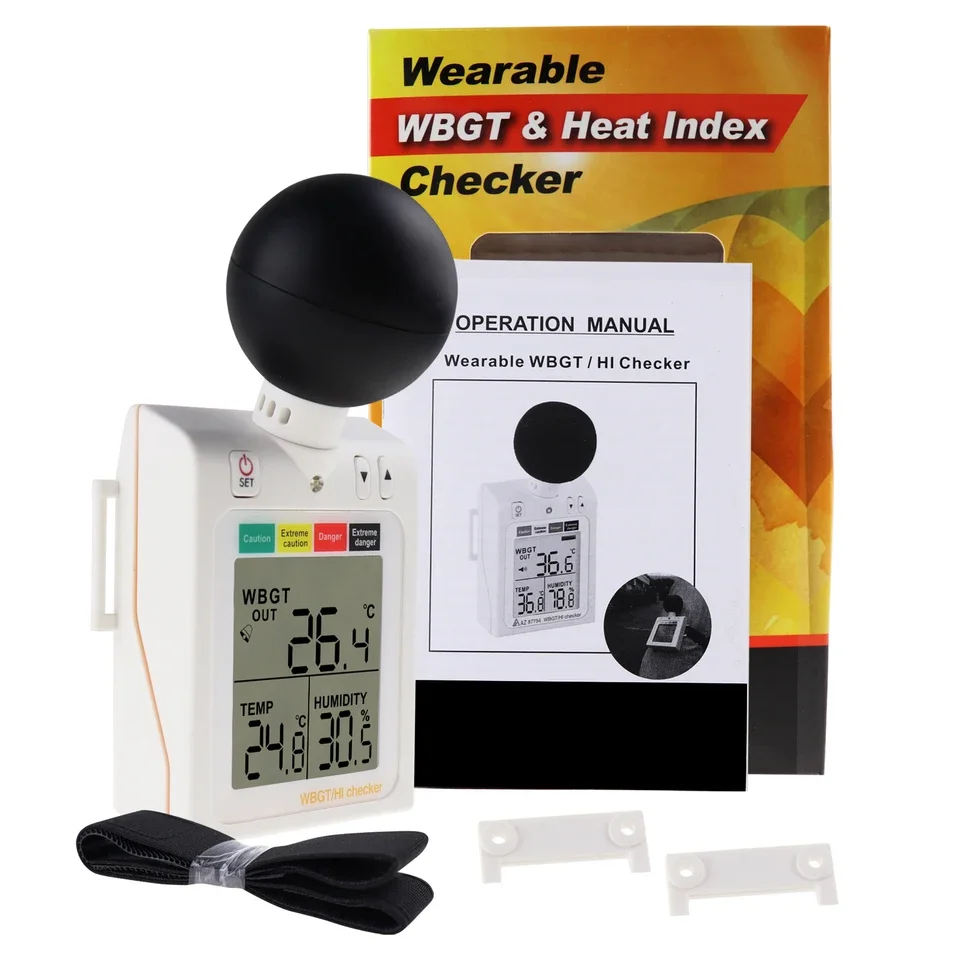 Digital Handheld 2-in-1 Heat Index Checker Wet Bulb Globe Temperature Meter LCD Display Audible Visual Alarm Indicator for