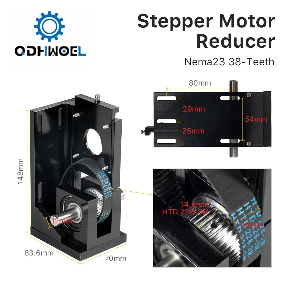 Stepper Motor Reducer Nema23 38-Teeth/ Nema23 60-Teeth/ Nema34 72-Teeth for CO2 Laser Cutting and Engraving Machine