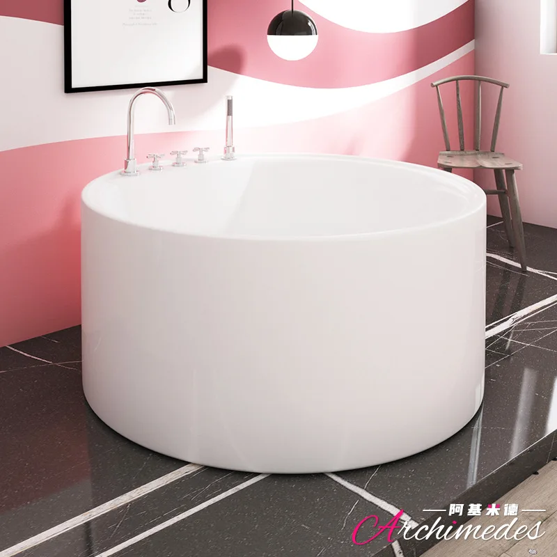 YJQ modern simple round cylindrical integrated acrylic independent bathtub