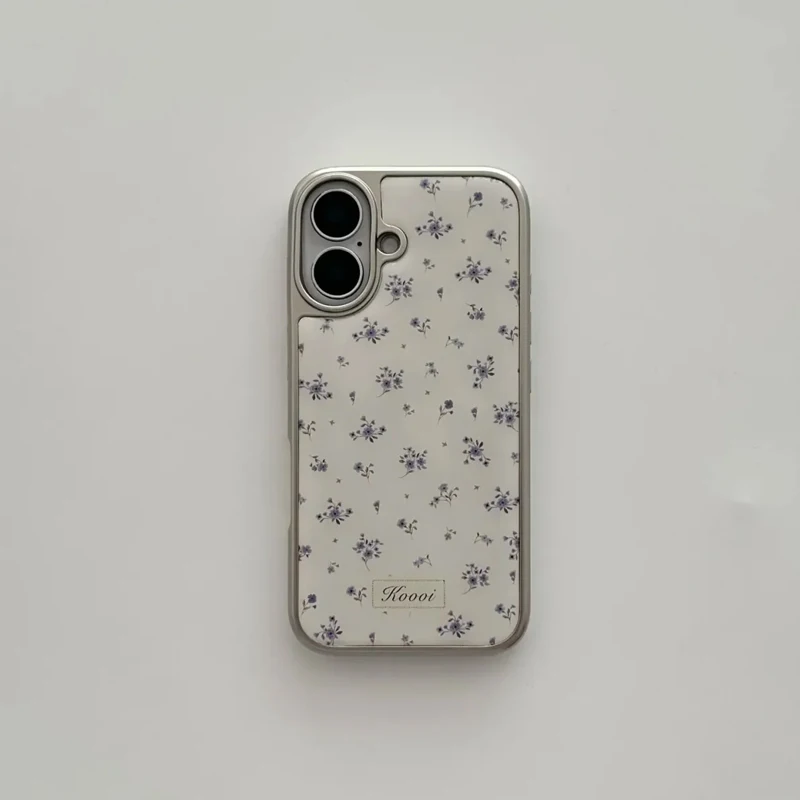 New Korean Ins Spring Summer Cute Purple Flowers Drip Glue Phone Case For iPhone 17 AIR 16 15 14 13 12 11 Pro Max Plus Y2K Cover