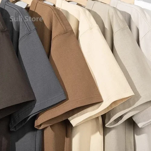 Imagen 2 del producto Camisetas 100% de algodón Unisex, Camisetas blancas de alta calidad de 450G, Camisetas en blanco de verano Para Hombre, Camisetas Para Hombre