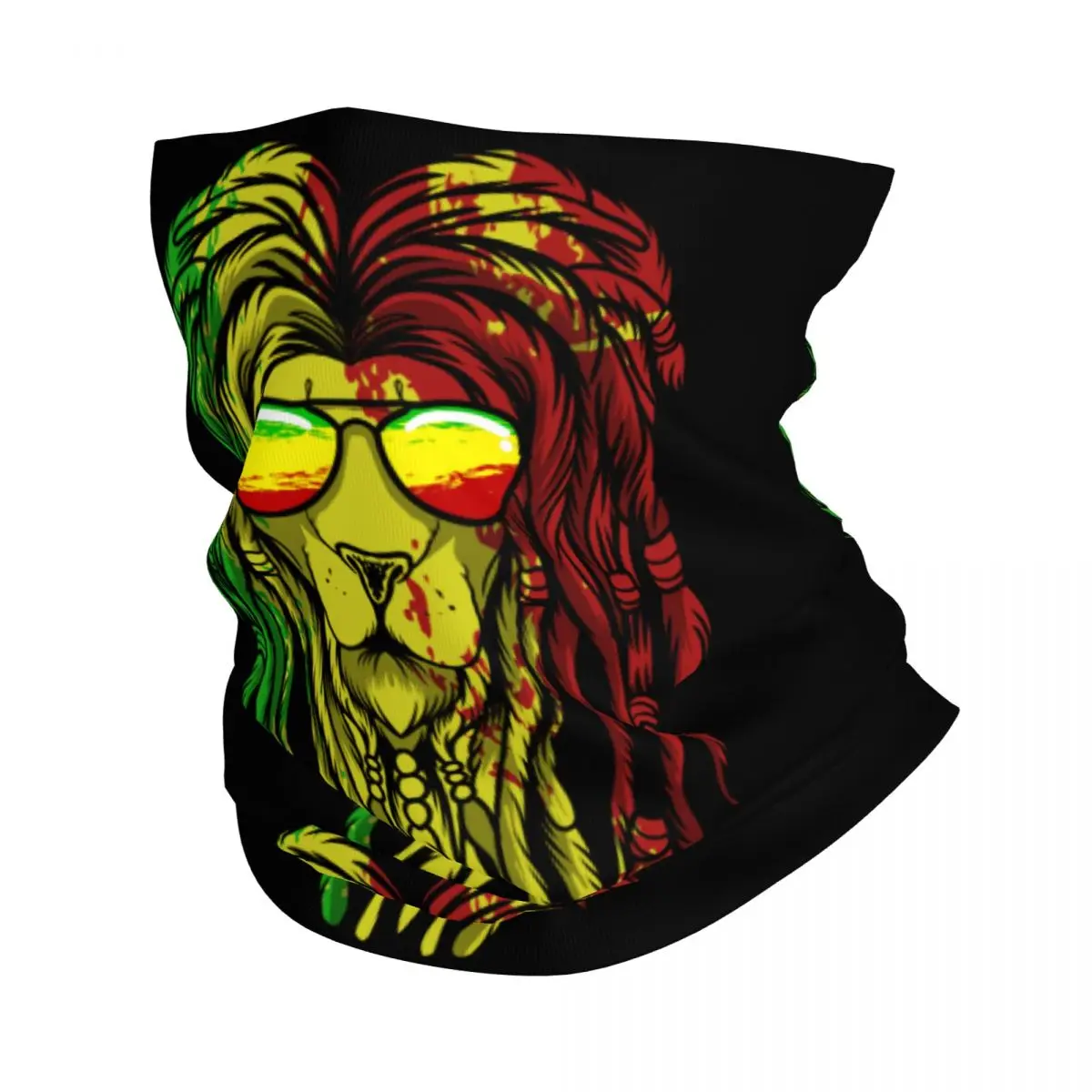 Reggae Music Lion Jamaican Flag Rasta Rastafari Bandana Neck Gaiter UV Protection Face Scarf Cover Women Headwear Tube Balaclava