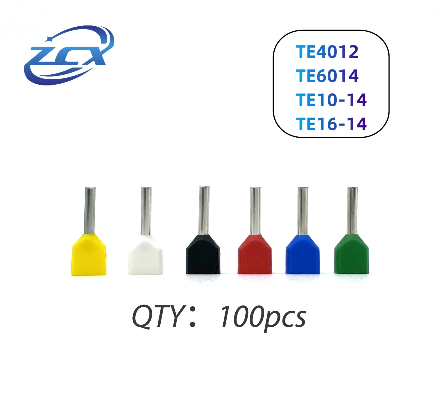 

100PcsTE 4012/6014/10-14/16-14Double Pipe Twin Cord Electrical Wire Insulated Ferrules Crimp Terminal Block Connector Terminator