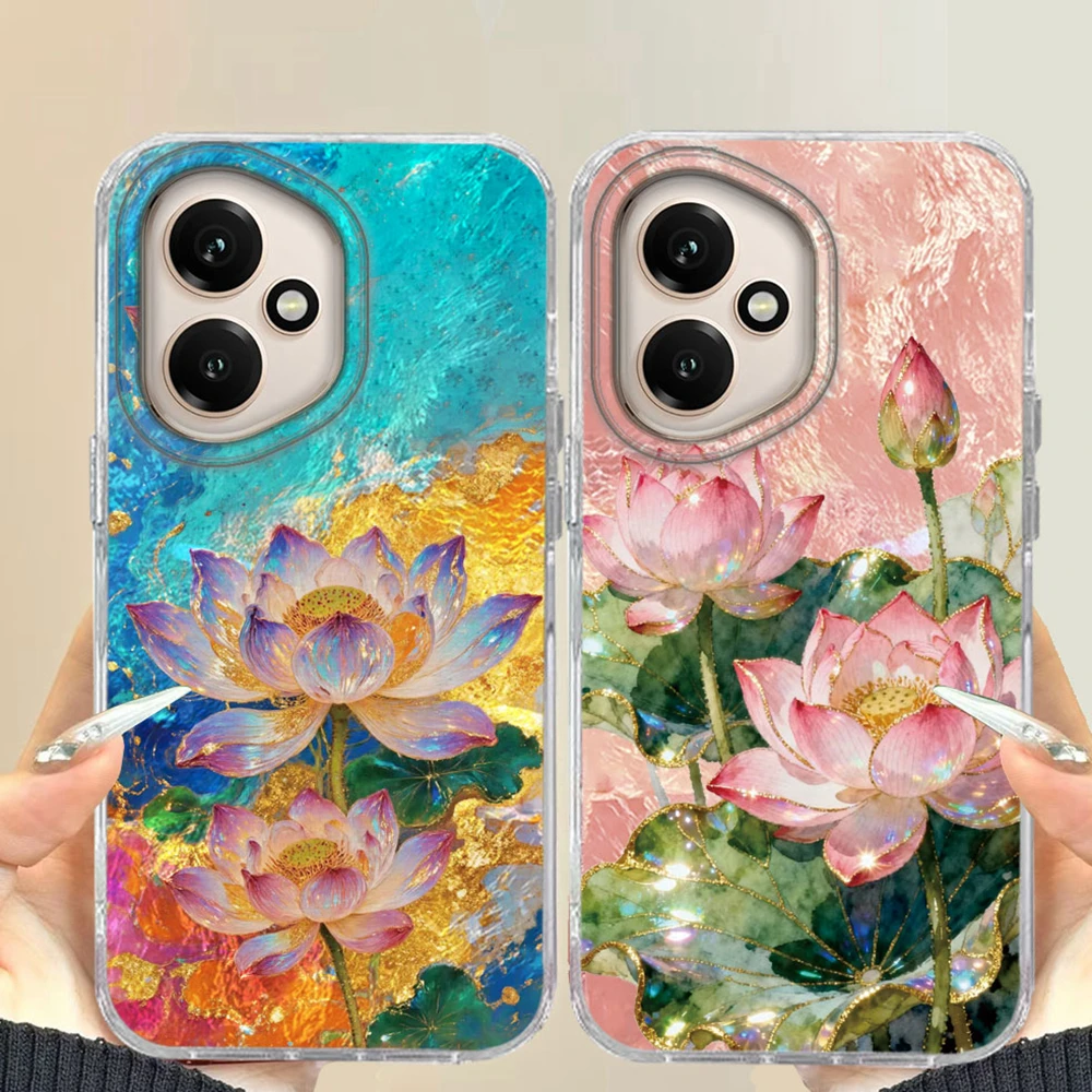 Für Honor 400 Pro Magic7 200 Lite X9a X8c X9b X7d X9c X8a X8b X6c X6b Rosa Lotusblüten-Glitzer Koreanische Damen Handyhülle