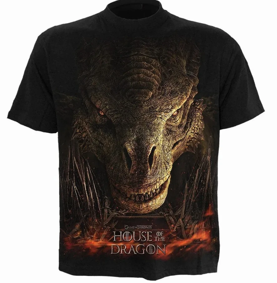 House of the Dragon Cotton Oversized Unisex soft Graphic Graphic Print Crew Neck T-Shirt for Men Women, Soft Breathable Cotton