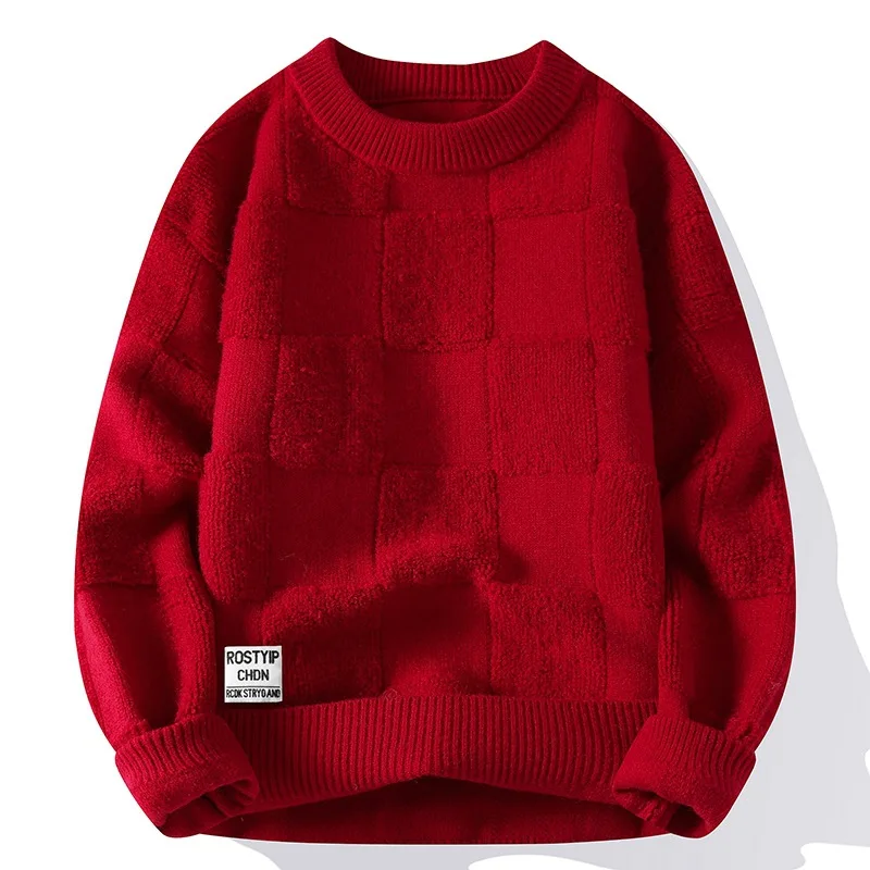 New Men's Pullover Knitted Sweater Autumn and Winter Crew Neck Men's Warm Pullover Sweater