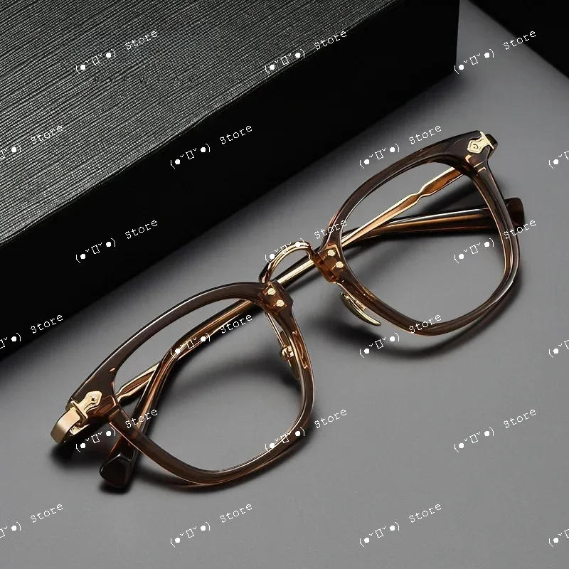 

High Quality Pure Titanium Frame Vintage Acetate Glasses Frame Men and Women Myopia Prescription Eyeglasses Luxury Brand Eyewear