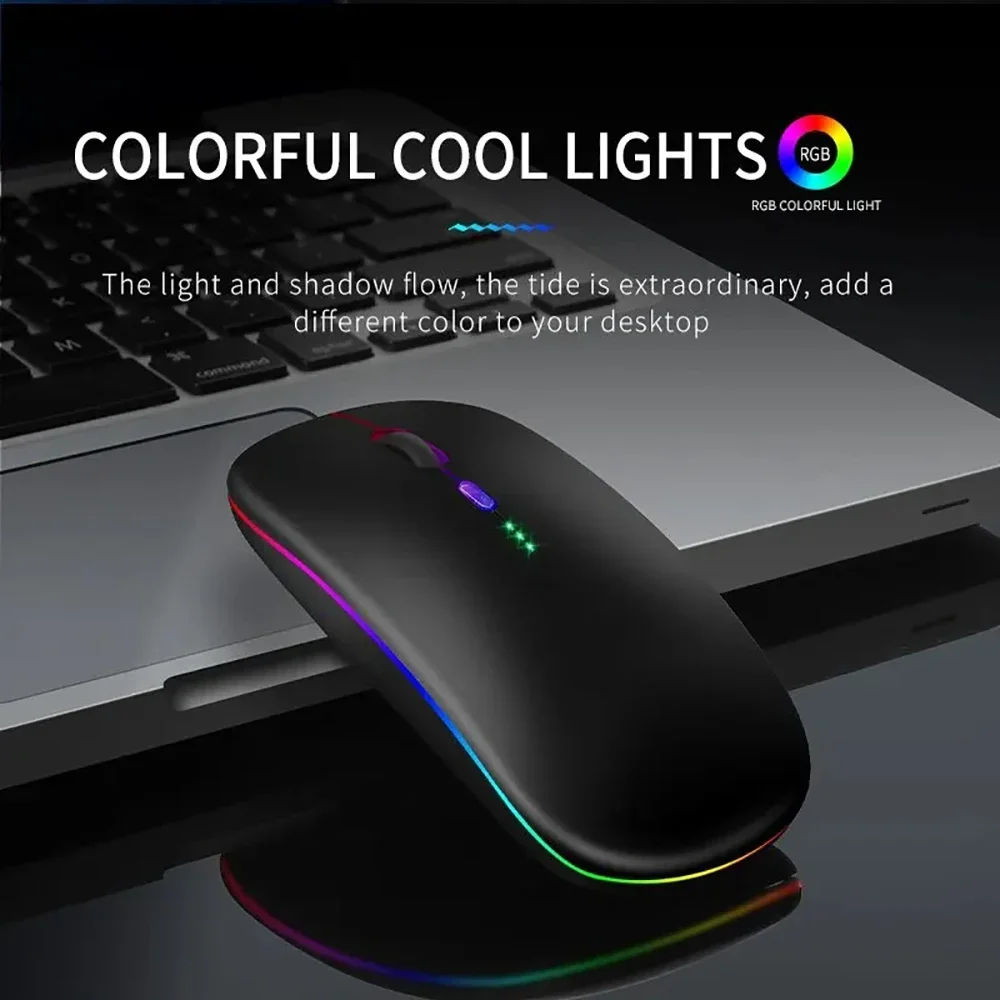 2.4G Wireless Mouse Bluetooth RGB Rechargeable Mouse Silent Ergonomic Mice LED Backlit Power Display Gaming Mouse For Laptop PC