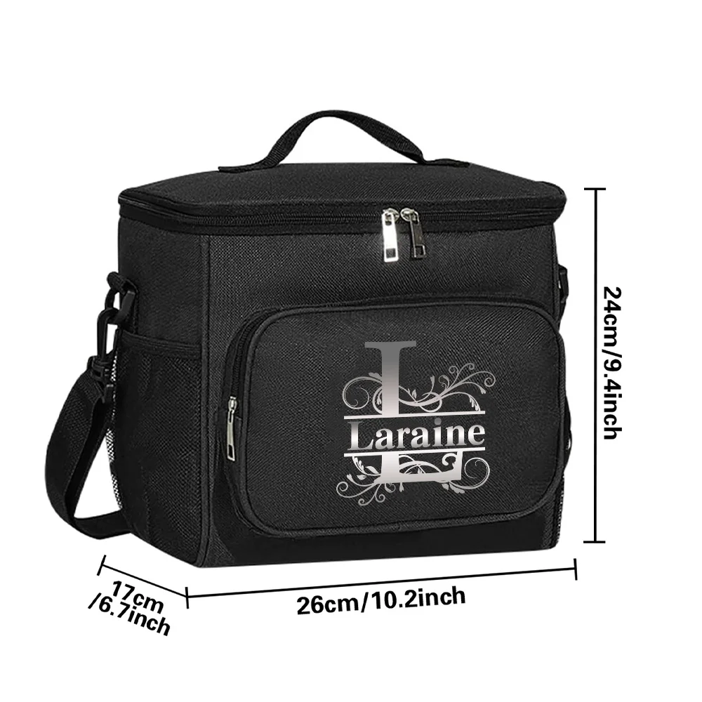 Customized Name Lunch Bag Insulated Handbag Waterproof Camping Storage Box Refrigerated Food Storage Box Letter Pattern