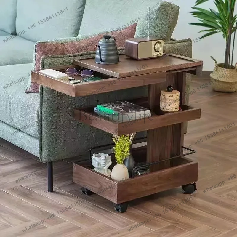 Trolley Side Table Movable Simple Modern Solid Wood Advanced Artistic Sense Sofa Side Table Side Table