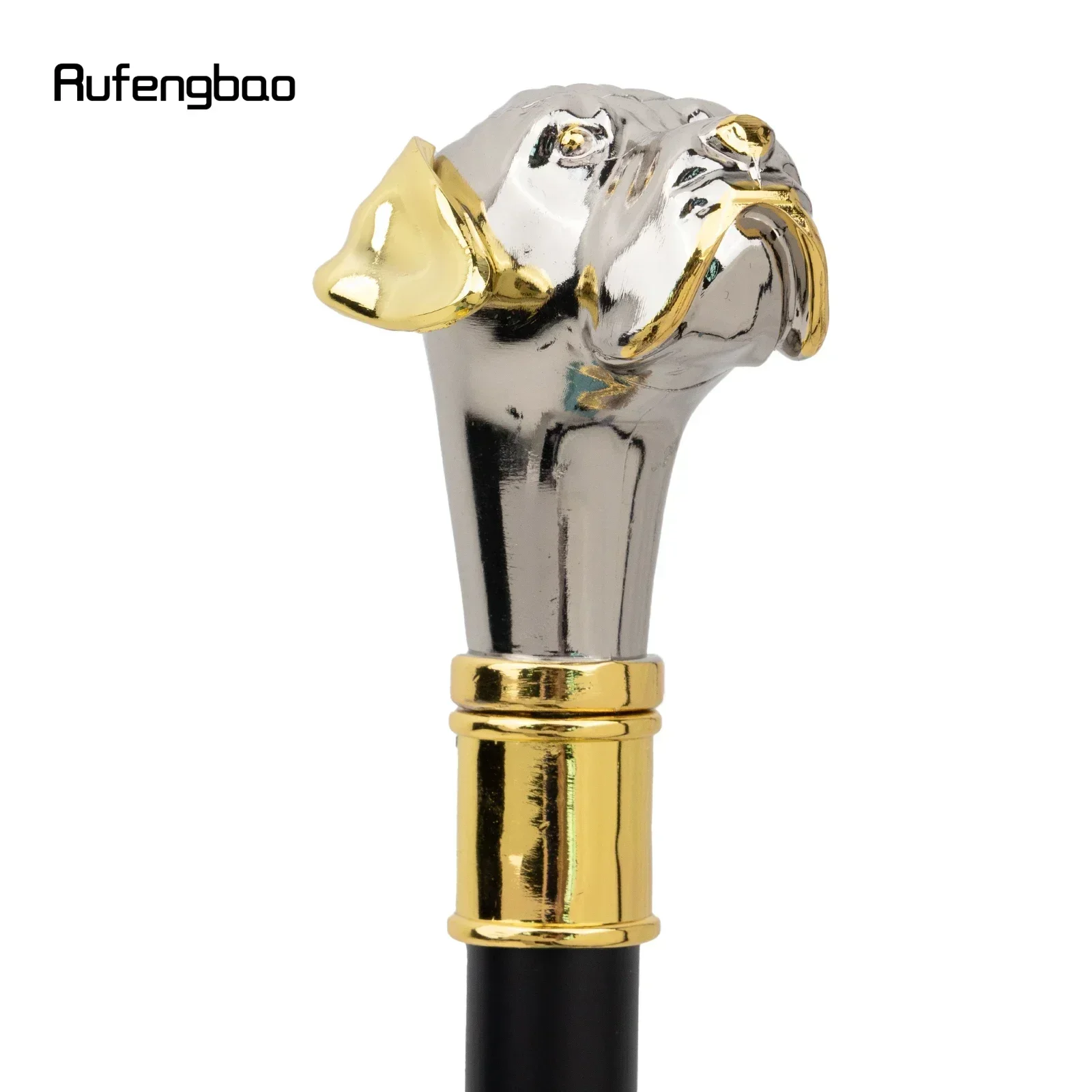 Golden Silver Dog Handle Luxury Pattern Pekingese Stick Party Fashion Walking Stick Decorative Cospaly Cane Knob Crosier 92cm view 3