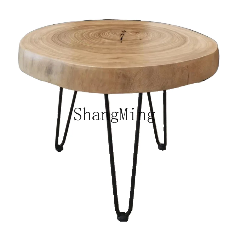 

CL camphor wood log wabi wind small balcony solid wood coffee table tea table whole board edge table