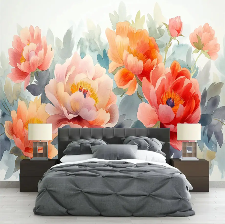 Custom wallpaper vintage French mural elegant pink floral sofa TV background wall home decor living room bedroom 3d wallpaper