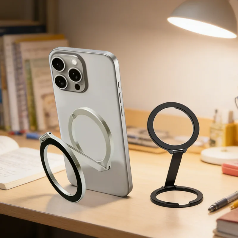 Universal Folding Double Sided Magnetic Phone Holder for Magsafe Gym Treadmill Car Foldable Smartphone Phone Stand