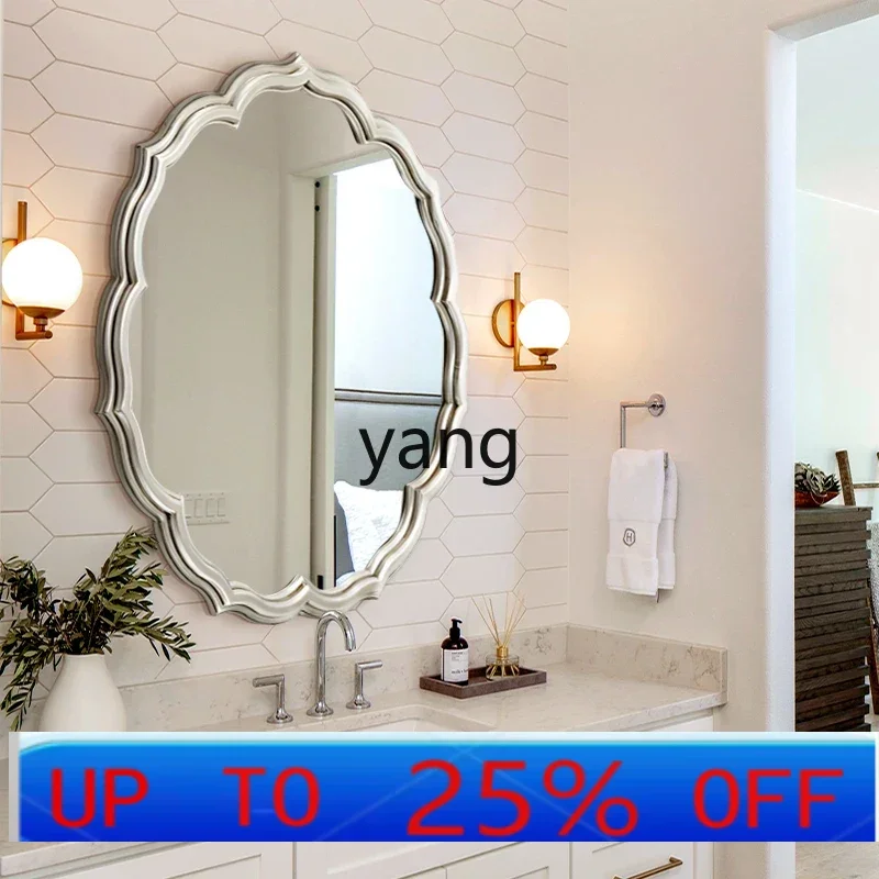 

LMM Retro Bathroom Mirror Household Light Luxury Dressing Wall-Mounted Entrance Decoration
