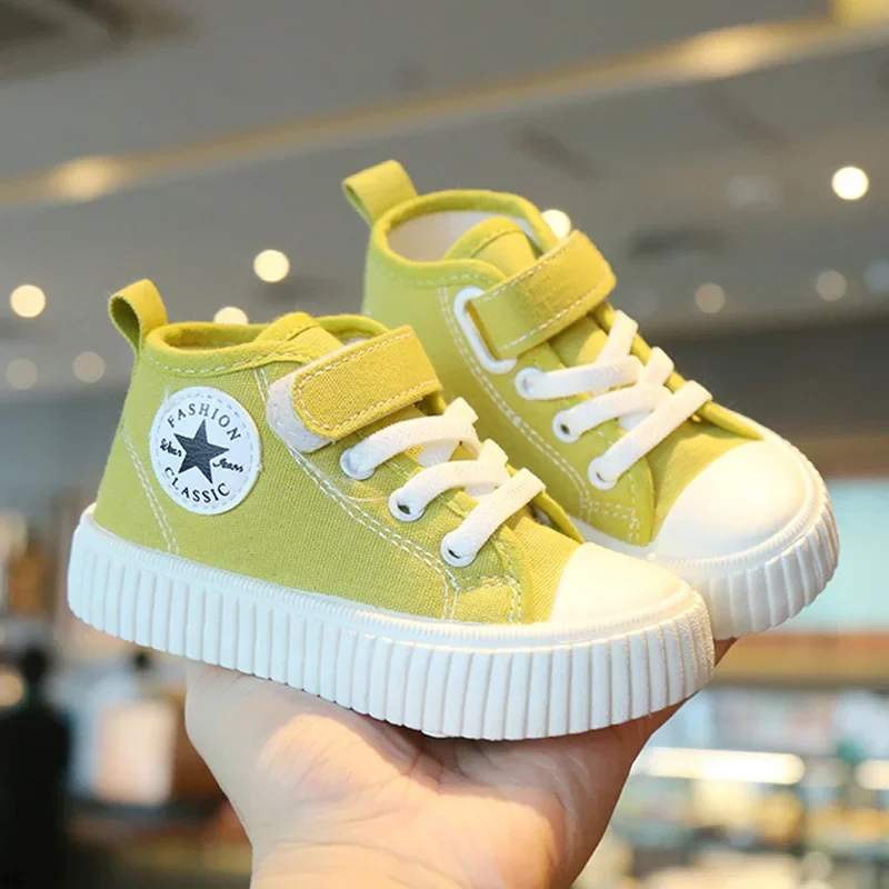 Children's High Top Canvas Shoes Spring and Autumn New Tenis Casual Shoes Anti Slip Korean Colorful Sneakers Soft Sole Shoes