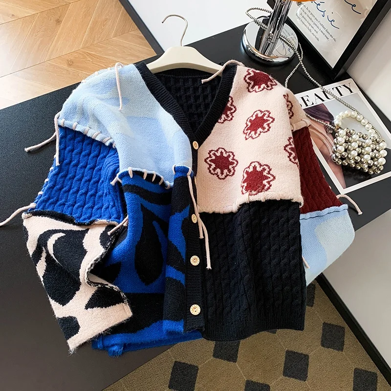 

Loose Women's Sweater Plum Peach Flavor Aosphere Color Blo Design Deer Print Autumn Faion Casual Knitted Top