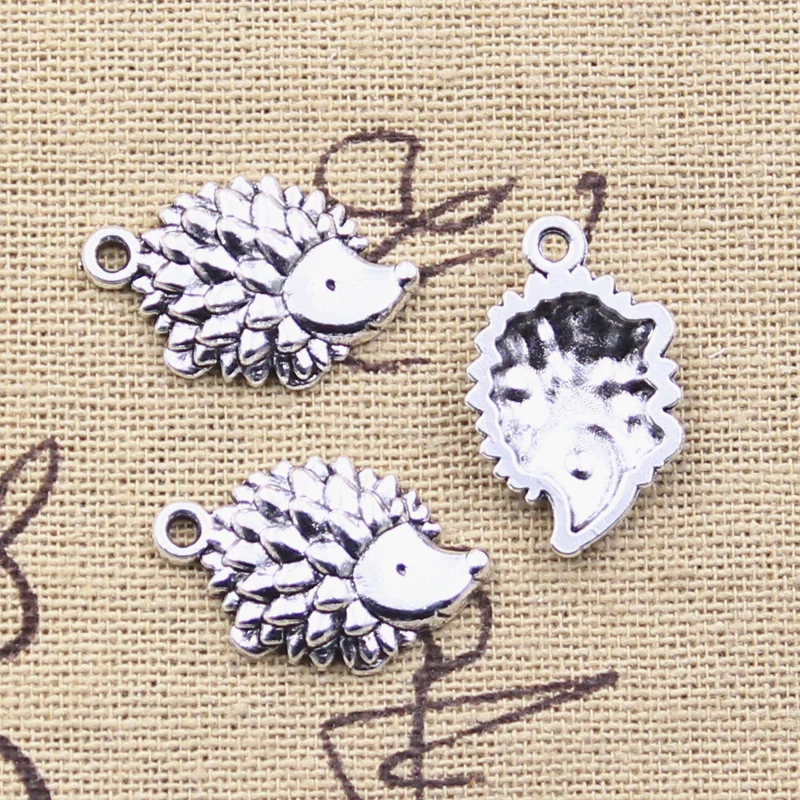 12pcs Charms Animal Hedgehog Hedgepig 22x14mm Antique Silver Color Pendants Making DIY Handmade Tibetan Finding Jewelry