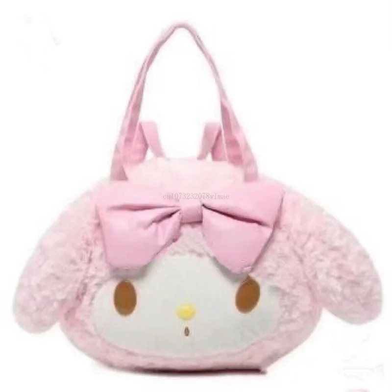 Sanrio My Melody-Bolso de mano para chica, bolso de hombro Kawaii, mochila de estudiante de felpa bonita de dibujos animados, bolso rosa de gran