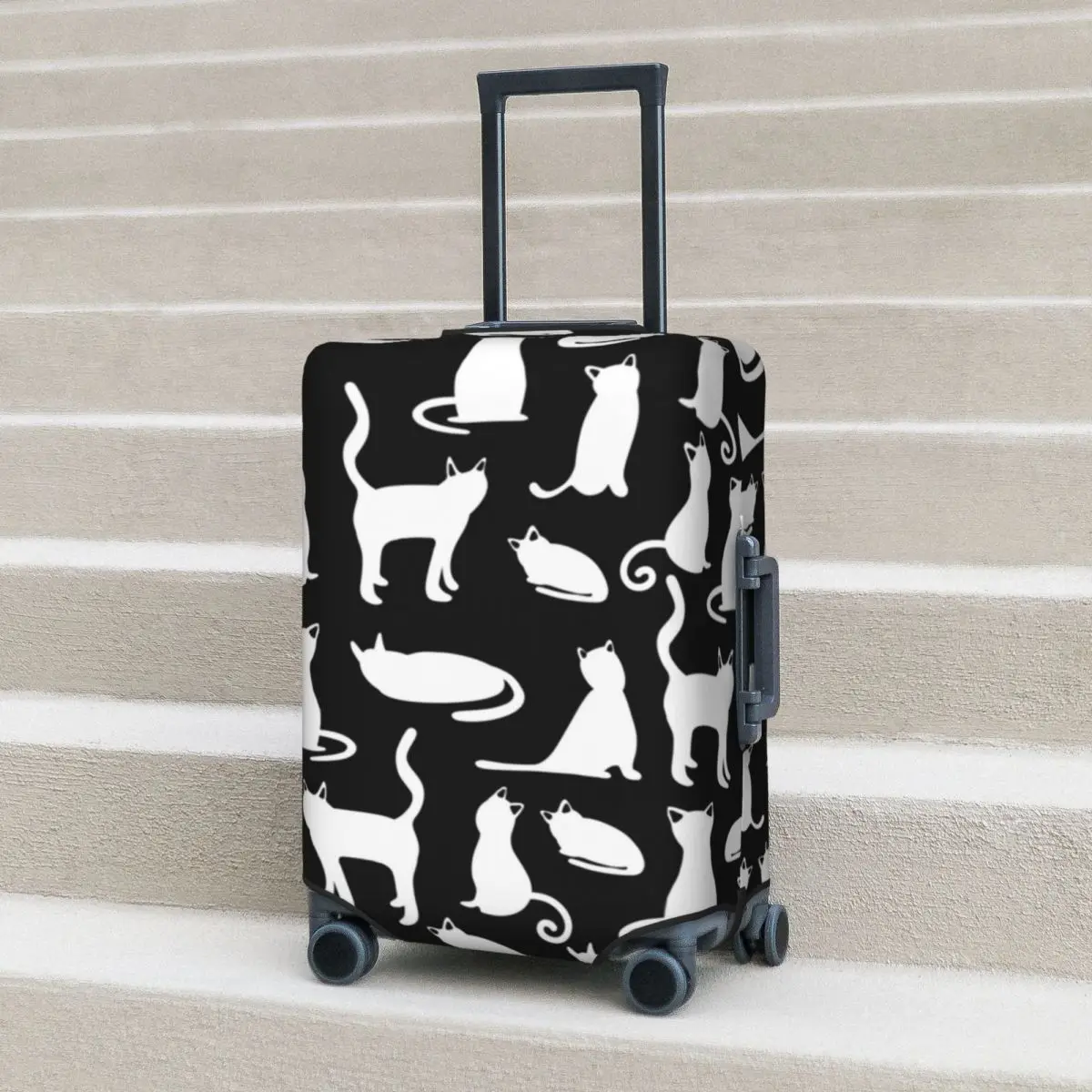 

Black White Cat Pattern Suitcase Cover Kitten Family Playful Cats Strectch Business Protection Luggage Accesories Flight