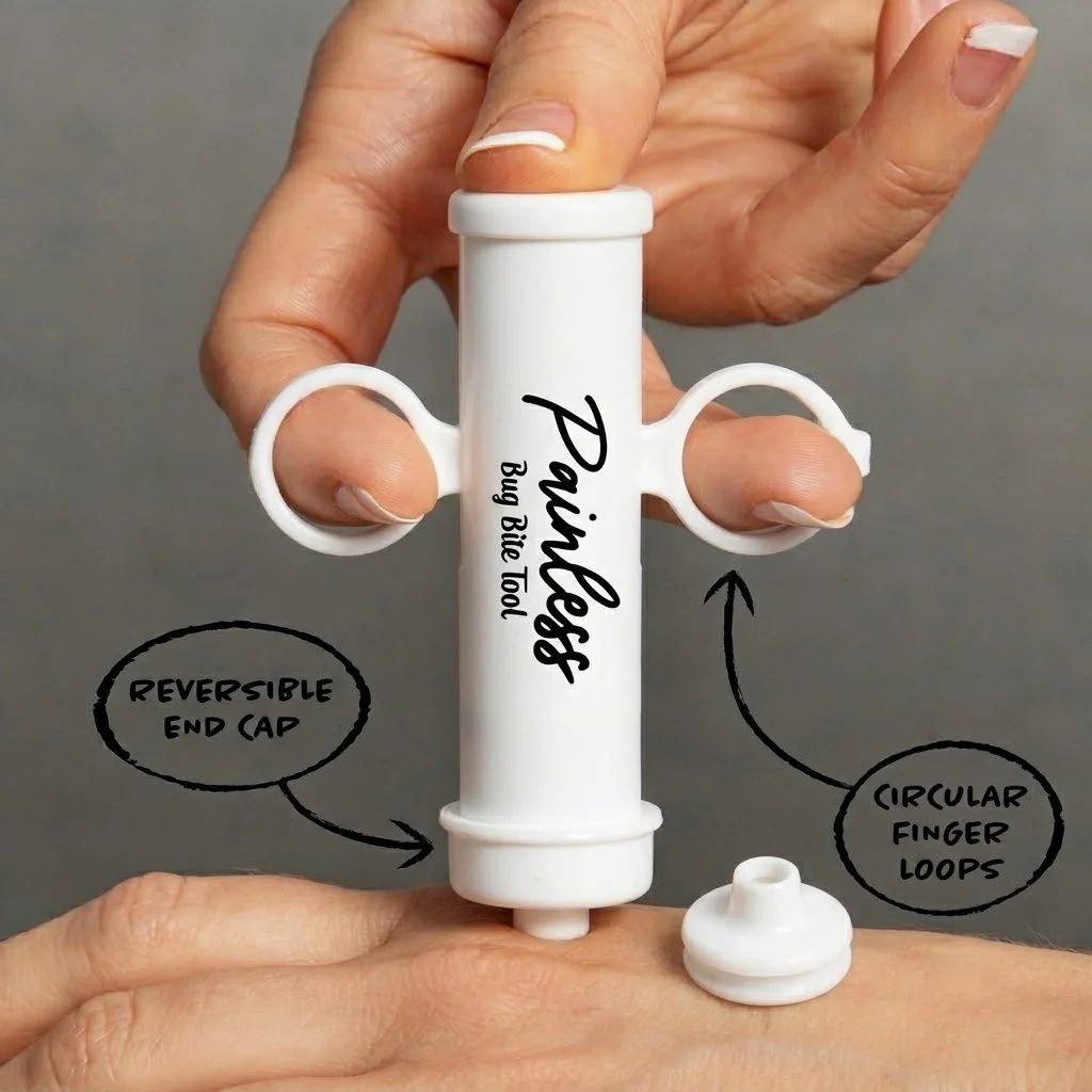 

Negative-pressure suction device—for mosquito bites and bee stings naturally relieves discomfort caused by bites; chemical-free.