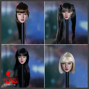 YMTOYS YMT055 1/6 Female Head Carving Face Switchable Long Hair Cute Girl  Fit 12