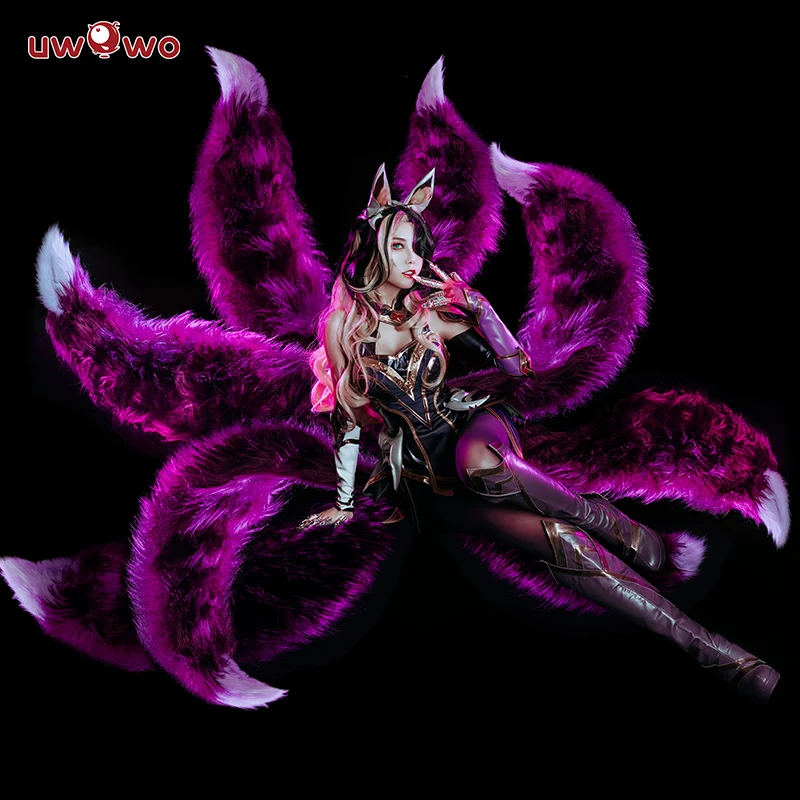 IN STOCK UWOWO League of Legend Cosplay Ahri Costume LOL Coven Ahri Costume with Ears Halloween Costume Ahri Witch Women Dress