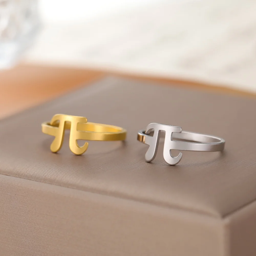 1pc Greek Letter Pi Psi Symbol Adjustable Ring Women Stainless Steel Gold Color Finger Rings Psychology Mathematics Jewelry