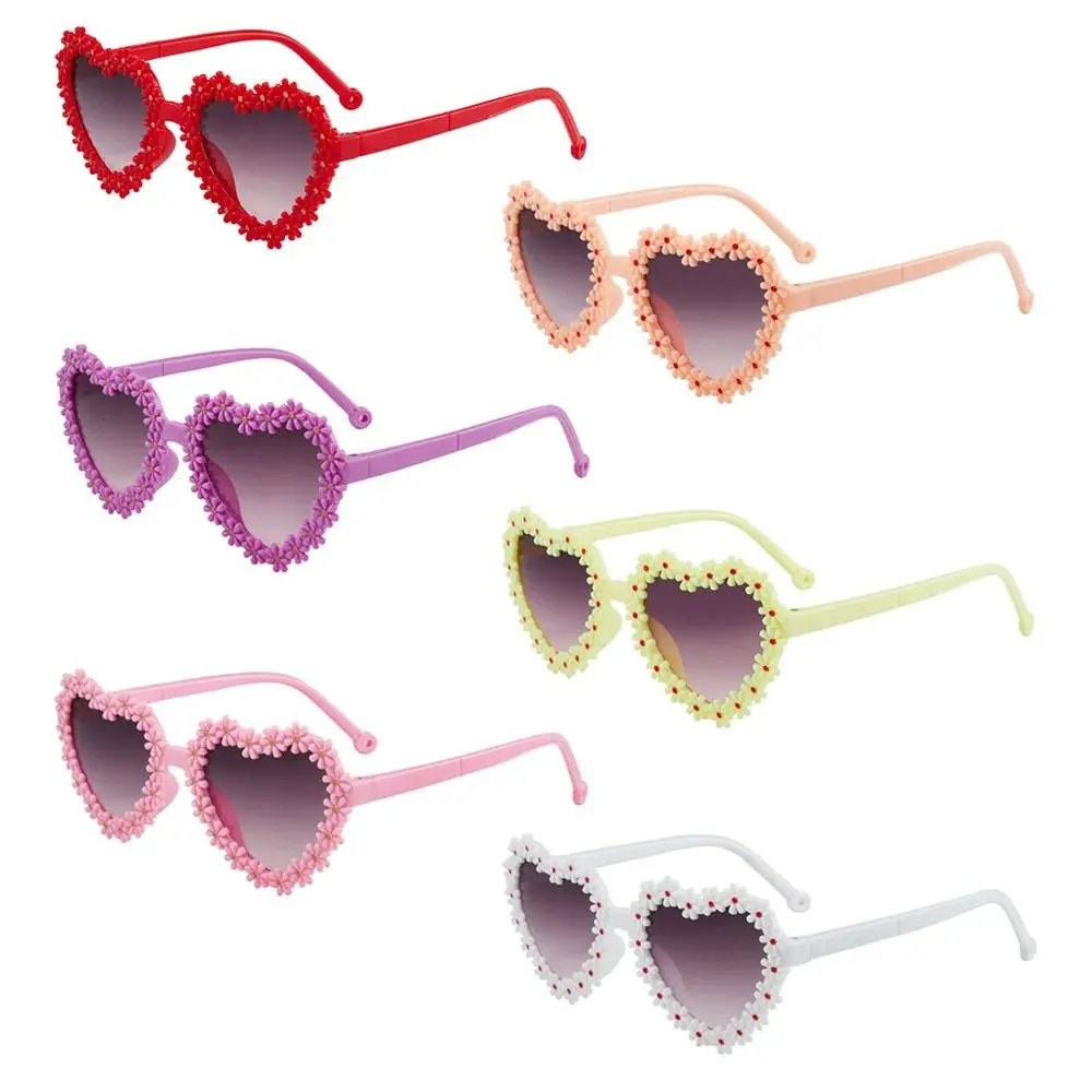 Heart-Shaped Kids Daisy Sunglasses Sun Protection 3-18 Years Flower Sun Glasses Vintage Disco Festival Party Glasses