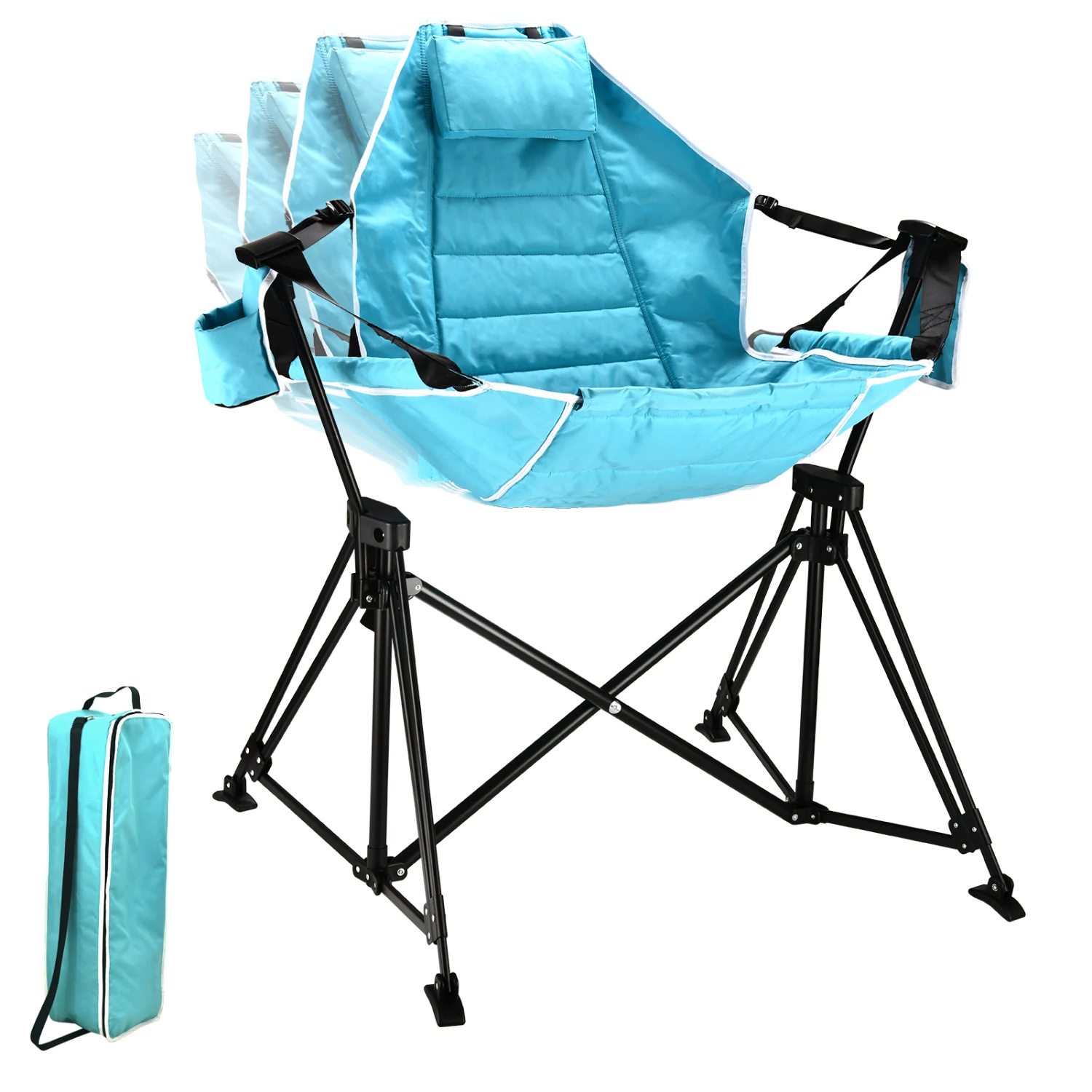 

Hammock Camping Chair Folding 350 lbs Foldable Portable Rocking Chairs for Adults Outside Swinging Camp with Stand Lawn Garden H