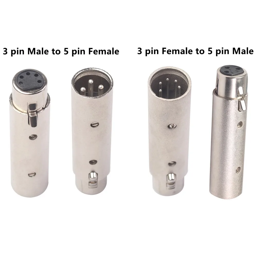 3 Pin XLR To 5 Pin For DMX Metal Cased Converter Audio Lighting Adapter Core Female To Five Core Revolving Joint