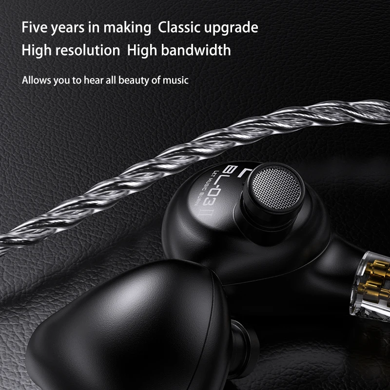 Auriculares intrauditivos HIFI BLON BL03 II, auriculares con Cable, DD de doble cavidad actualizado de 10mm para correr con micrófono de Cable desmontable de 2 pines