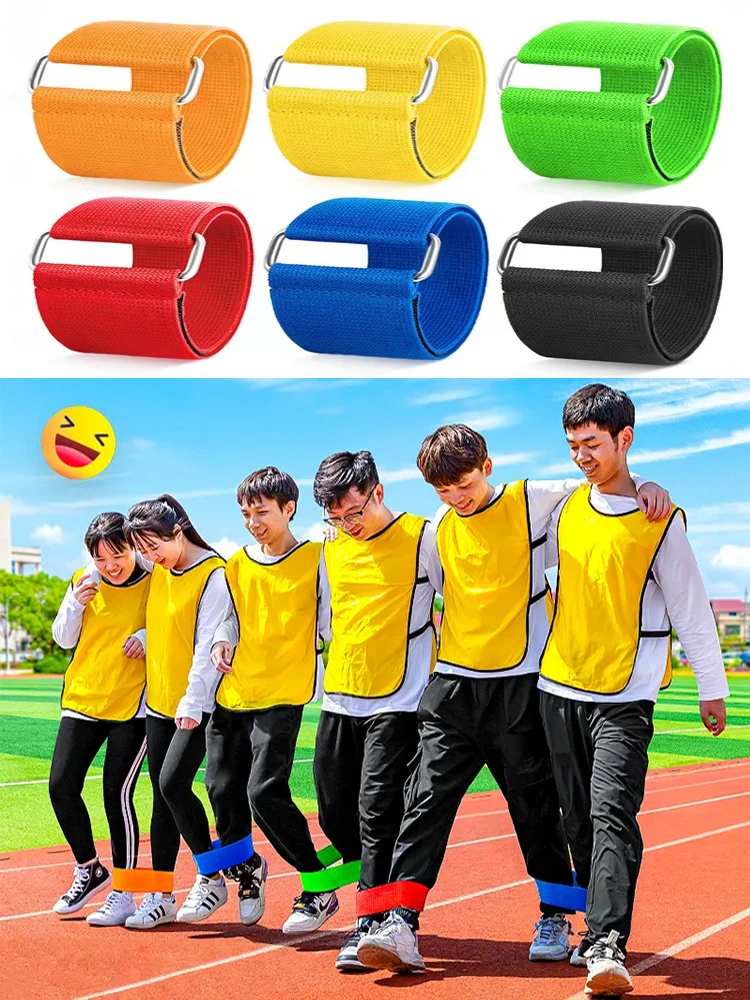 

6Pcs Three Leg Running Race Bands For Adult Outdoor Team Work Games Children's Gym Play Relay Fun Toys Family Lawn Sports