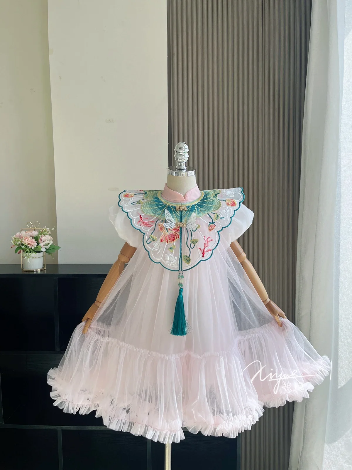 Flower Girl Dress Kids Summer Princess Gown Dresses For 3-10 Years Girls Chinese Wedding Birthday Party Prom Clothing Children